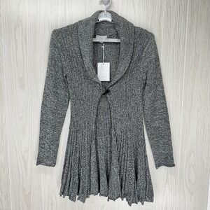 Carolyn Taylor Long Cardigan Womens Large Dove Gray Marled Swing‎ Toggle Closure